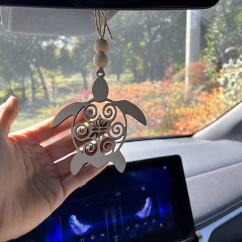 Wooden Animal Hanging Ornament Hollow Out Laser Cut Car Rearview Mirror Decor Christmas Tree Pendant Jute Rope Beads