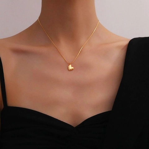 Collana Con Pendente A Cuore Minimalista Acciaio Al Titanio Lucidato Gioielli Eleganti Per Donne Accessorio Moda