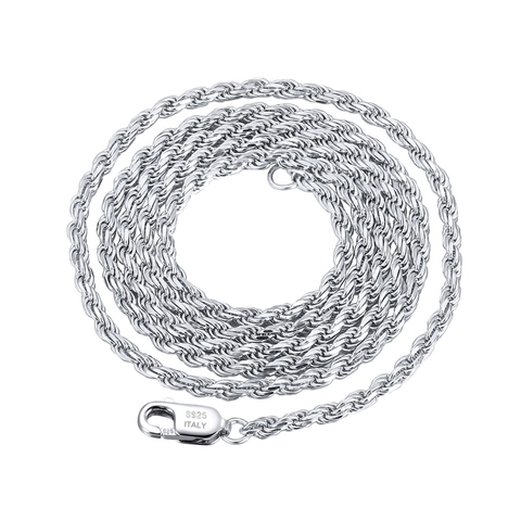 Collana a Corda in Argento Sterling 925 Artigianato Italiano per Uomo Donna 1.5mm Minimalista Catena Intrecciata Gioielli