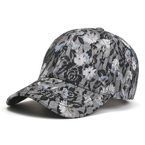Women Lace Floral Baseball Cap Cotton Polyester Vintage Embroidered Adjustable Sun Hat Casual Fashion Peaked Cap Outdoor