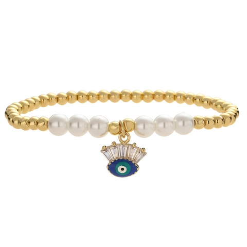 Legierung Künstliche Perle Zirkonia Charm Armband Für Damen Ins Stil Herz Böser Blick Anhänger Schmuck Geschenk