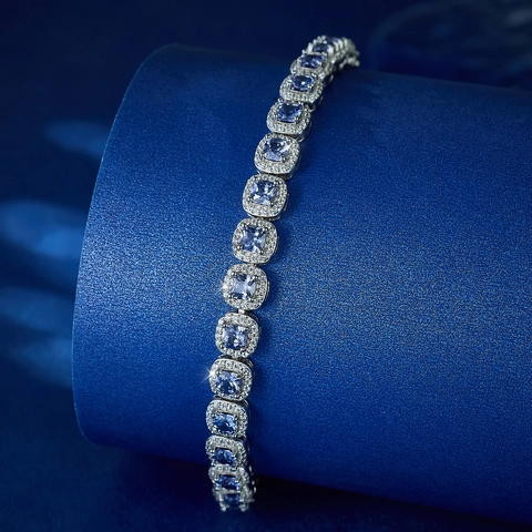 925 Sterling Silver Paved Zirconia Geometric Square Bracelet Luxury Retro Elegant Banquet Bracelet For Women Jewelry