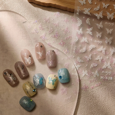 Pegatinas Uñas Mariposa 3D Relieve Láser Holográfico PET Decoración Manicura DIY Calcomanías Uñas Elegante Para Mujeres