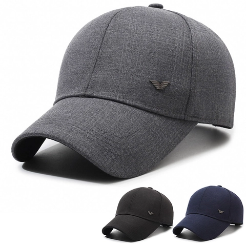 Mens Baseball Cap Breathable Polyester Casual Adjustable Sun Protection Hat With Metal Eagle Logo Sporty Outdoor