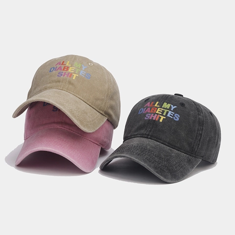 Berretto Da Baseball In Cotone Lavato Retrò Cappello Da Sole Casual Con Stampa Lettere Colorate Regolabile Unisex