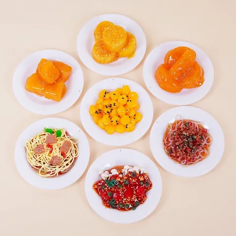 Realistic Simulation Food Model Miniature Chinese Dish PVC Resin Ornament For Pretend Play Dollhouse Decor Keychain Accessory