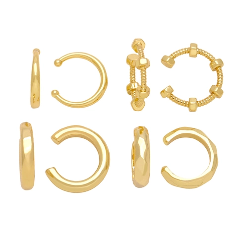 Ear Cuff Minimalisti Forma C Rame Placcato Oro Senza Buco Design Industriale Vite Dado Gioielli Geometrici Donna