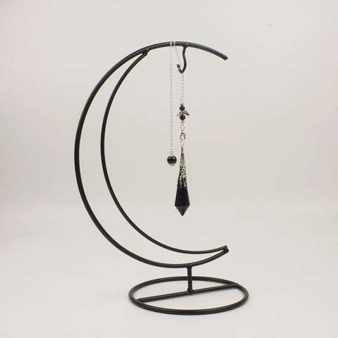 Moon Shape Jewelry Display Stand Black Metal Iron Crescent Pendulum Necklace Holder Hanging Organizer Rack Home Decor