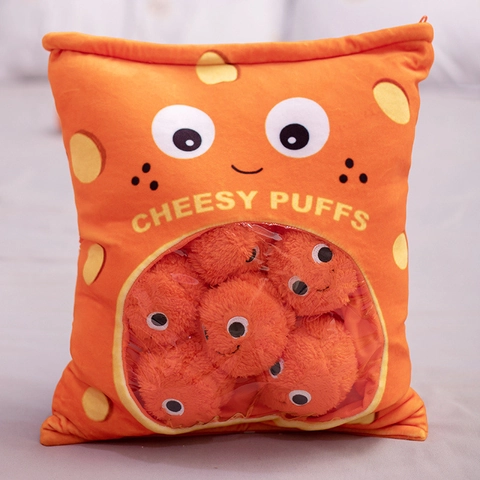 Cartoon Snack Bag Plush Pillow Axolotl Cheesy Puffs Removable Mini Stuffed Animal Dolls Soft Toys Home Decor Gift