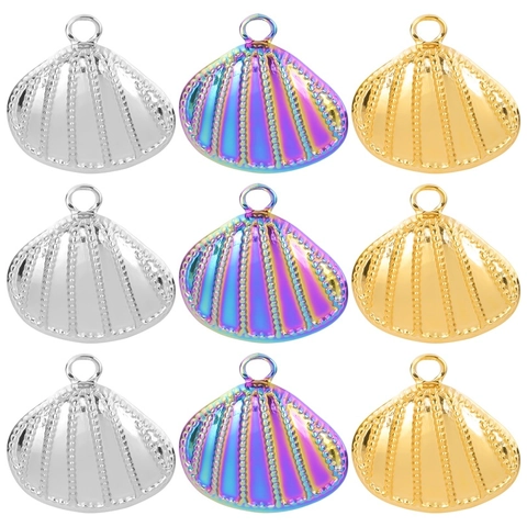 Elegant Shell Pendant Necklace Stainless Steel 18K Gold Plated Rainbow Ocean Summer Style Jewelry For Women And Girls