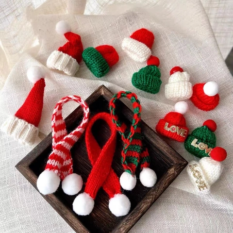 Mini Cappelli E Sciarpe Di Natale In Maglia Accessori Per Bambole In Lana Per Fai Da Te Decorazioni Festive Per Feste