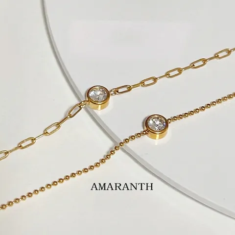 Pulsera Minimalista Circonita Acero Titanio Chapado Oro 18K Ajuste Bisel Cadena De Clip Joyería Mujeres