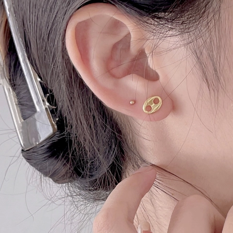 Hollow Coffee Bean Stud Earrings With 925 Sterling Silver Earring Post 18K Gold Plated Geometric Fashion Jewelry