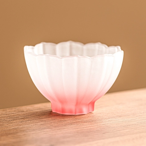 Tazza Da Tè In Vetro Liuli Smerigliato A Forma Di Petalo Di Loto Sfumatura Di Colore Tazza Personale Stile Cinese