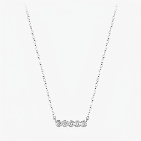 Moissanite Necklace 925 Sterling Silver Round Stone D Color VVS1 Minimalist Horizontal Bar Smile Jewelry For Women