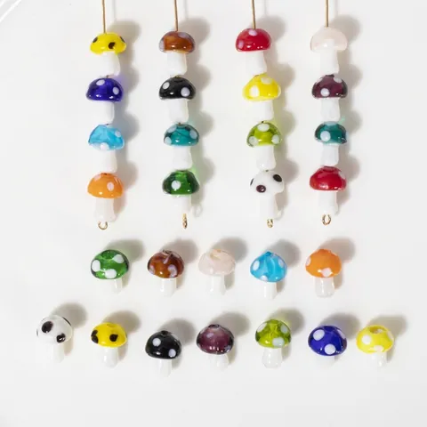 Perle In Vetro Fatte A Mano A Forma Di Fungo A Pois Colorate Perle Distanziatrici Per La Creazione Di Gioielli Fai Da Te