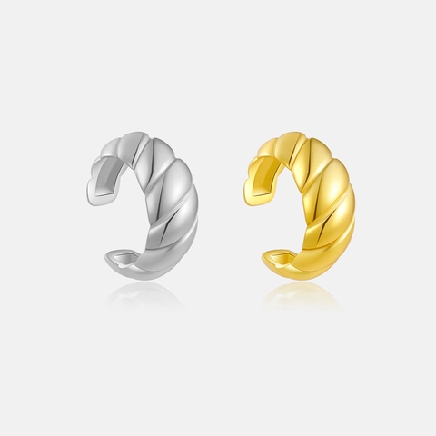 S925 Argento Sterling Croissant Orecchino a Fascia Minimalista Torta Non Piercing Ear Bone Clip per Donna Uomo Gioielli