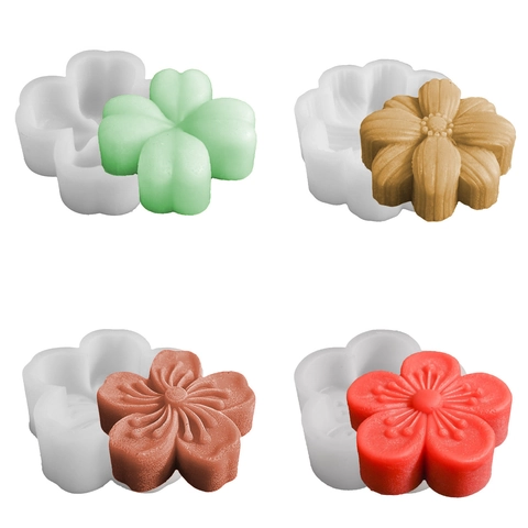 Stampo In Silicone Fiore Trifoglio 3D Per Candele Fai Da Te Sapone Resina Artigianato Resistente Al Calore Forme Girasole