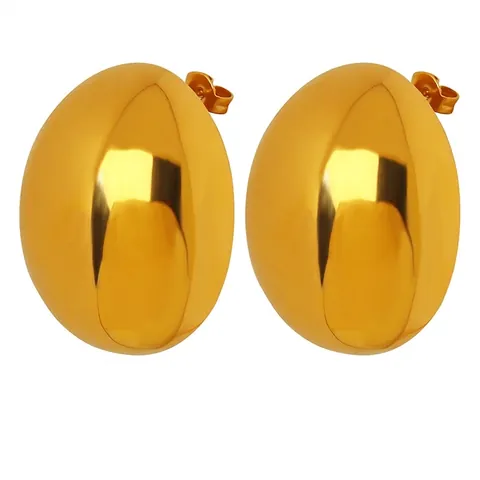 Orecchini A Perno Ovali Artistici Minimalisti In Acciaio Inossidabile 304 Placcato Oro 18k