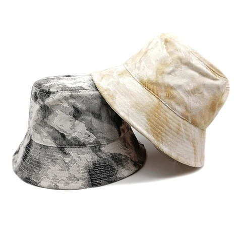 Sombrero De Pescador Tie Dye Puro Algodón Estampado Mármol Protección Solar Transpirable Retro Exterior Plegable