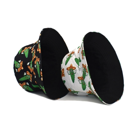 Sombrero de Pescador Unisex de Algodón con Estampado de Cactus Protección Solar Transpirable para Viajes al Aire Libre Playa Casual