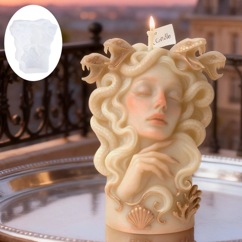 3D Medusa Head Snake Hair Silicone Mold For DIY Handmade Candle Soap Gypsum Diffuser Stone Relief Craft Mythological Art