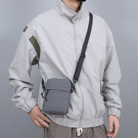 Bolso Bandolera Hombre Pequeño Tela Oxford Multibolsillos Impermeable Correa Ajustable Bolso Hombro Casual Ligero