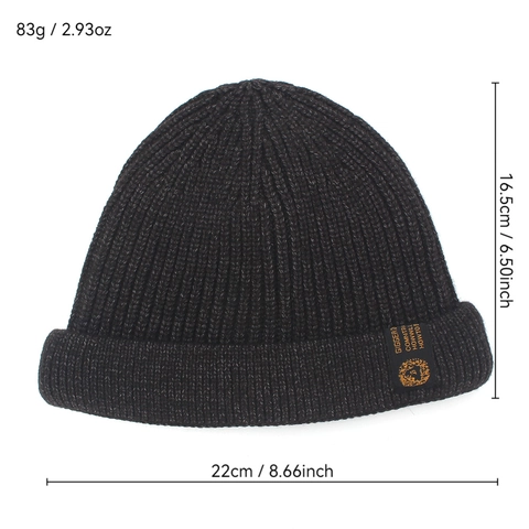 Men Ribbed Knit Beanie Hat Acrylic Warm Winter Skull Cap With Folded Cuff Street Style Outdoor Soft Headwear
