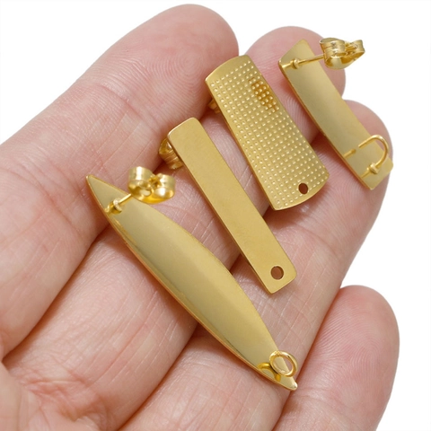 Postes De Pendientes De Acero Inoxidable Hallazgos Geométricos Irregulares Con Cierres Para Creación De Joyas DIY Oro Plata
