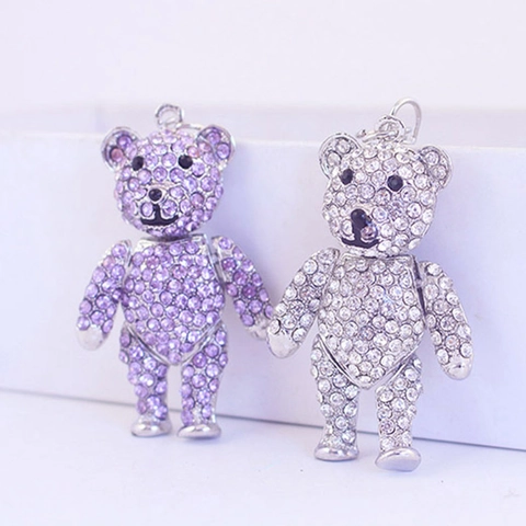 Simpatico Portachiavi Orso Con Strass Lega Di Zinco Cristallo Luccicante Articolazione Mobile Ciondolo Animale 3D Per Borsa