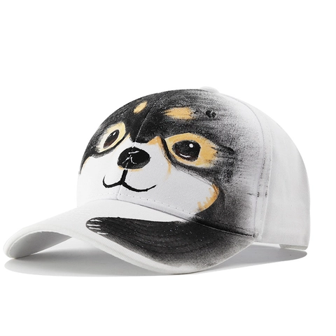 Baseball Cap Cotton Canvas Hand Painted Animal Pattern Adjustable Breathable Sun Protection Vintage Streetwear Hat