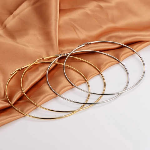 Orecchini A Cerchio Grandi In Acciaio Inossidabile Lucidato Gioielli Di Moda Minimalisti Per Donne