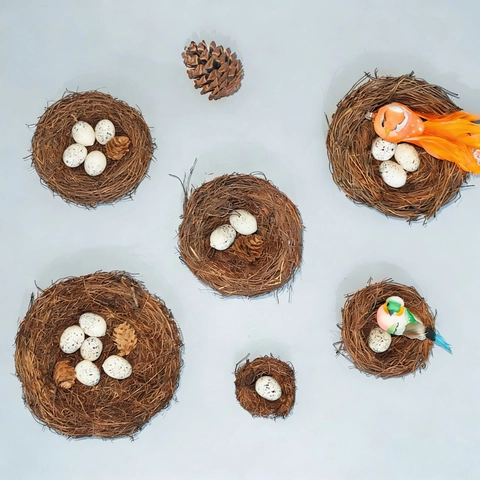 Handmade Rattan Bird Nest Simulation Eggs Feather Bird Easter Decor Photography Props Rustic Home Decoration