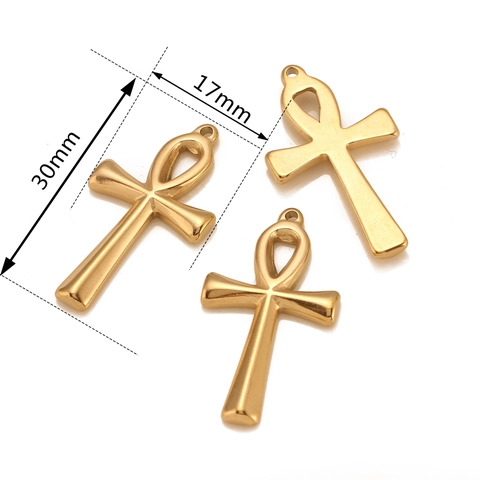 Ciondolo Croce Ankh in Acciaio Inossidabile Ciondolo Chiave Della Vita Antico Egitto per Accessori Creazione Gioielli Fai Da Te Donna Uomo