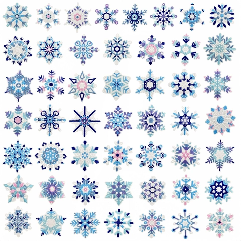 Patchs De Broderie Flocon De Neige Tissu Polyester Adhésif Thermocollant Pour Décoration De Noël Sacs De Vêtements DIY