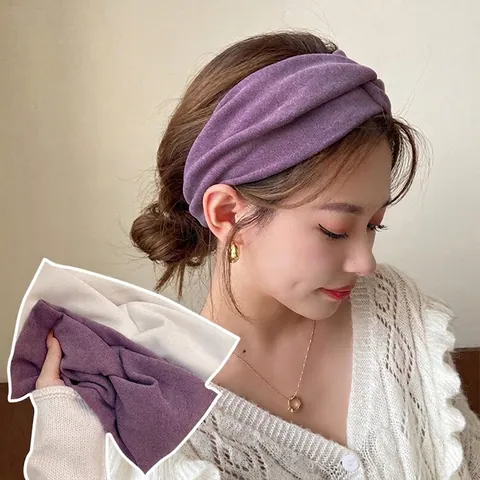 Women Knitted Twist Headband Ribbed Breathable High Elastic Yoga Running Fitness Sports Hairband Fashion Solid Color Wide