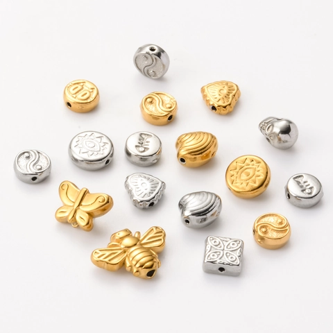 Stainless Steel Spacer Beads Butterfly Bee Heart Cat Skull Evil Eye DIY Jewelry Making Accessories For Bracelets Necklaces