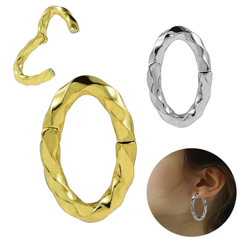 Pendientes Magnéticos Ovalados Trenzados Cobre Metal Galvanizado Estilo Punk Joyería Minimalista