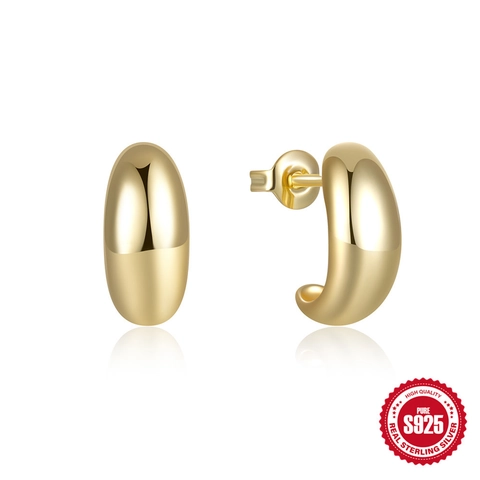 Minimalistische 925 Sterlingsilber C-Form Ohrringe Für Damen Glatte Metall Geometrische Gold Silber Schmuck Geschenk