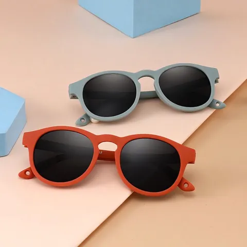 Occhiali Da Sole Polarizzati Per Bambini Protezione UV400 Montatura TPEE Flessibile Tondi Vintage Per Neonati 0-3 Anni
