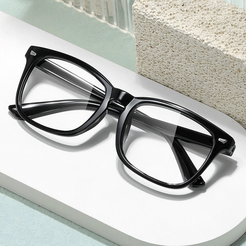 Vintage Square Blue Light Blocking Glasses Plastic Metal Frame Anti Eye Strain Fashion Eyewear For Men Women