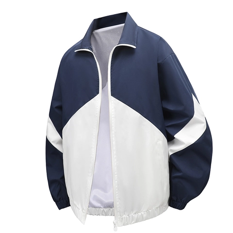 Heren Jas Color Block Lichtgewicht Windjack Ademend Met Mesh Voering Streetwear Casual Outdoor Opstaande Kraag Rits