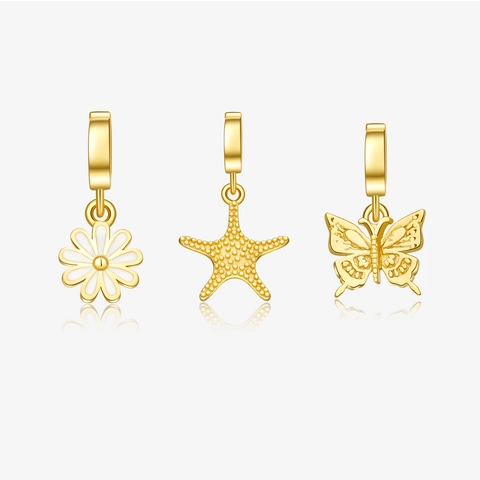 S925 Argento Sterling Placcato Oro 18K Farfalla Fiore Stella Marina Ciondolo Collana Per Donna Design Di Nicchia Gioielli