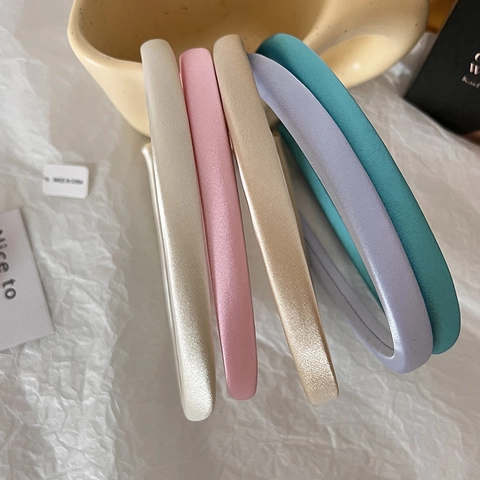 Satin Padded Headband Satin Luster Sponge Thickened Hair Band French Style Candy Colors Handmade For Women Accessory