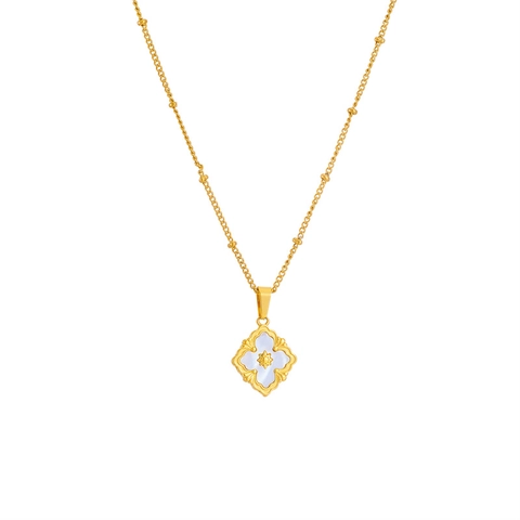 Collana Con Ciondolo A Trifoglio Acciaio Al Titanio Madreperla Bianca Placcato Oro Gioielli Di Lusso Retro Per Donne
