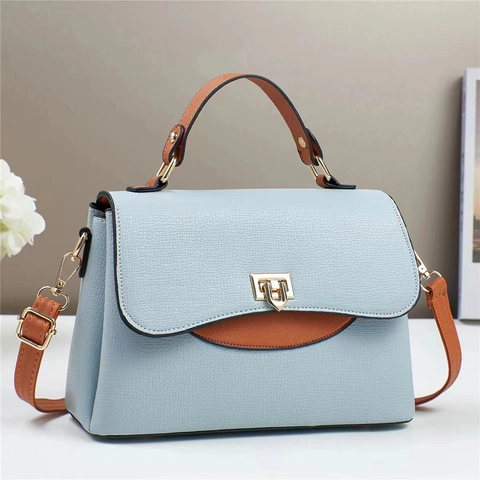 Borsa Da Donna In Pelle PU Trama Litchi Borsa A Tracolla Con Serratura Dorata Tote Alla Moda Per Uso Quotidiano