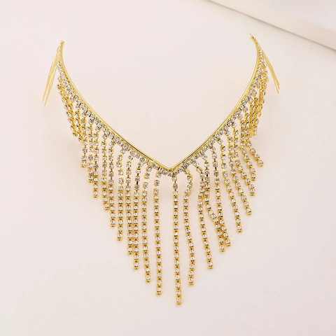 Rhinestone Quaste Haar Kamm Hinten Funkelnde Kristall Braut Kopfschmuck Hochzeit Party Haarschmuck Für Frauen