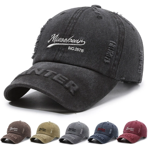 Distressed Gewaschene Baumwolle Baseballkappe Vintage Stickerei Verstellbarer Sonnenschutz Streetwear Hut Für Damen Und Herren