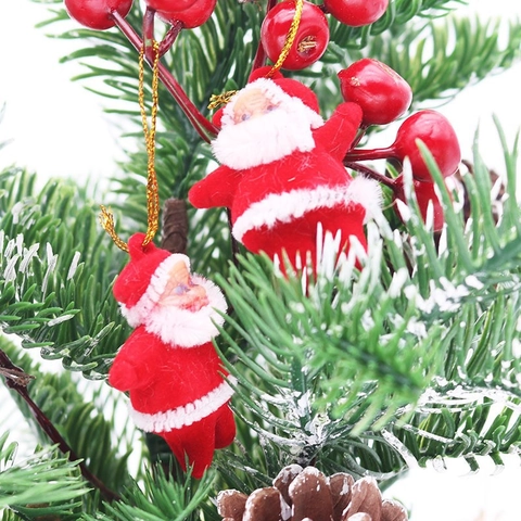 Ornements Suspendus Père Noël Flocage Mini Rouge Décorations Arbre Noël Figurines Décoration Fête Accessoires
