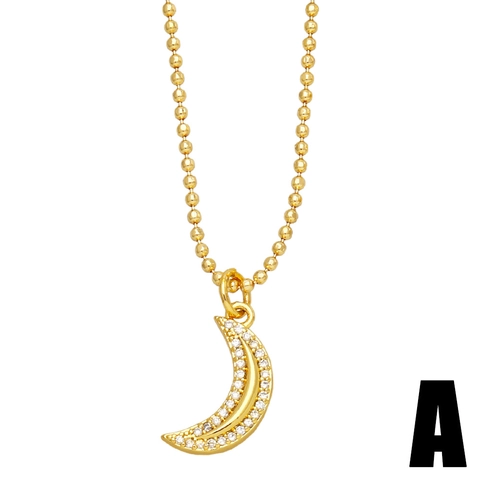 Mode Vergoldete Kupferkette Für Damen Mit Buntem Strass Mond Stern Herz Anhänger Zarter Täglicher Schmuck Geschenk